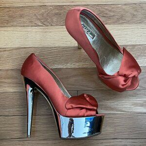 Wild Pair 'Carina' Metallic Satin Platform Heels